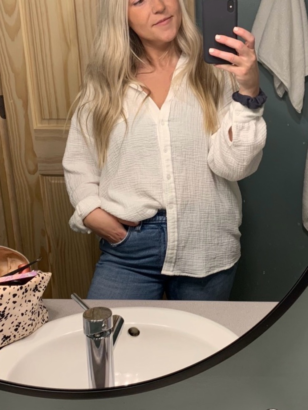 Textured Button-Front Shirt